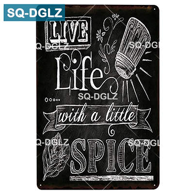 SQDGLZ Hand Painted KITCHEN Metal Sign Bar Wall Decor Tin Sign Vintage Home Decor Painting Plaques Art Blackboard Poster