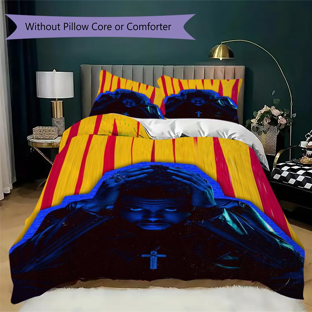 The Weeknd Pattern Bedding Uilt Set Uilt Cover Pillowcase Home Decoration Birthday Gift (1 * Duvet Cover + 2 * Pillowcase Without Core)