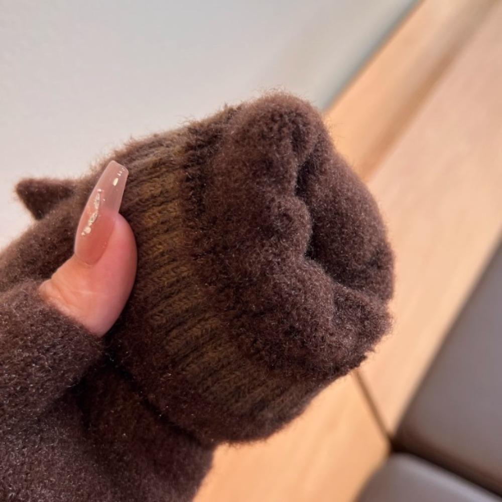Thermal Plush Mittens Thicken Half-finger Gloves Fashion Touchscreen Mittens Winter