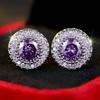 New Hong Kong Style Full Diamond Round Stud Earrings for Women - European & American High-End Hollow Design, Innovative and Stylish Jewelry