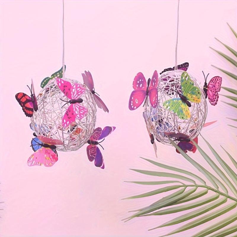 1 Piece Colorful Butterfly Solar Globe Light Outdoor Patio Garden Decorative Hanging Tree Lights Holiday Mood Lighting
