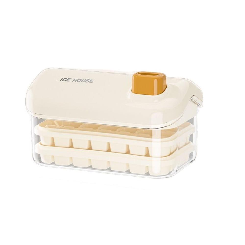 

Извлекаемые формы для кубиков льда с крышкой, коробка для хранения льда, креативная коробка для приготовления льда, охлаждающие напитки Double layered-Cream white