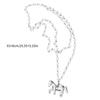 Long Chain Horse Pendant Pearls Necklace Designed for Easy Layering Alongside Other Chains in Fashion Styles
