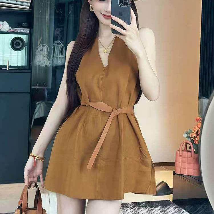 Women s French Retro V-Neck Off-Shoulder Sleeveless Camisole - 2026 Slimming Summer Top S