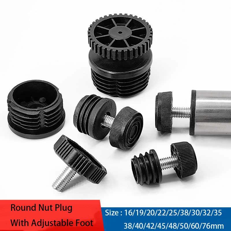 

4Pcs Plastic Adjustable Foot Pad M6 M8 Dia 16/20/22/28/30/40/50/60/76mm Nut Tube Plug Shockproof Protection Foot Pad 16mm M6