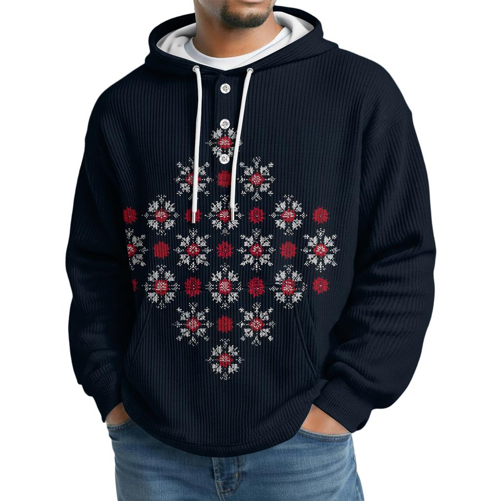 Men's Knit Hooded Sweatshirt Casual Long-Sleeve Sweatshirt
