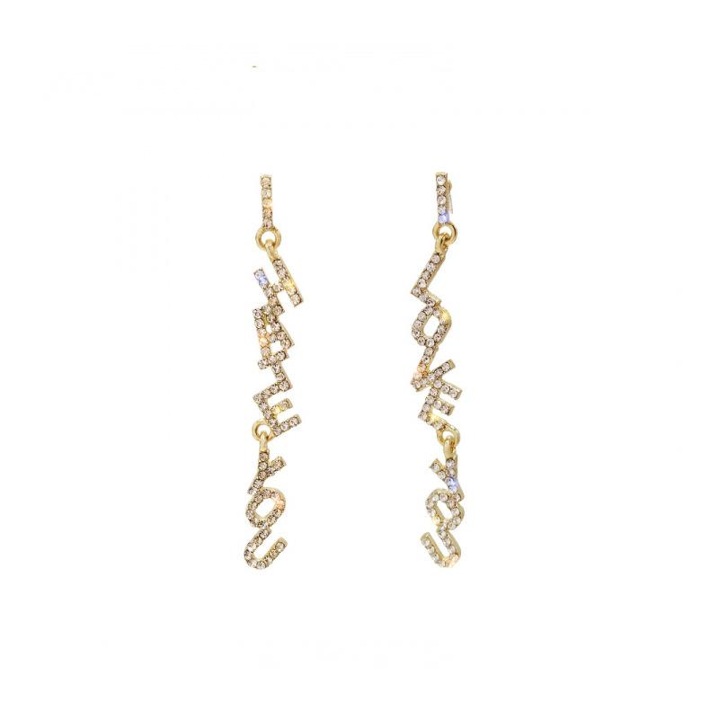 Silver Needle Fashion Temperament Asymmetrical Diamond-set Letter Earrings New Personalized Jewelry Women