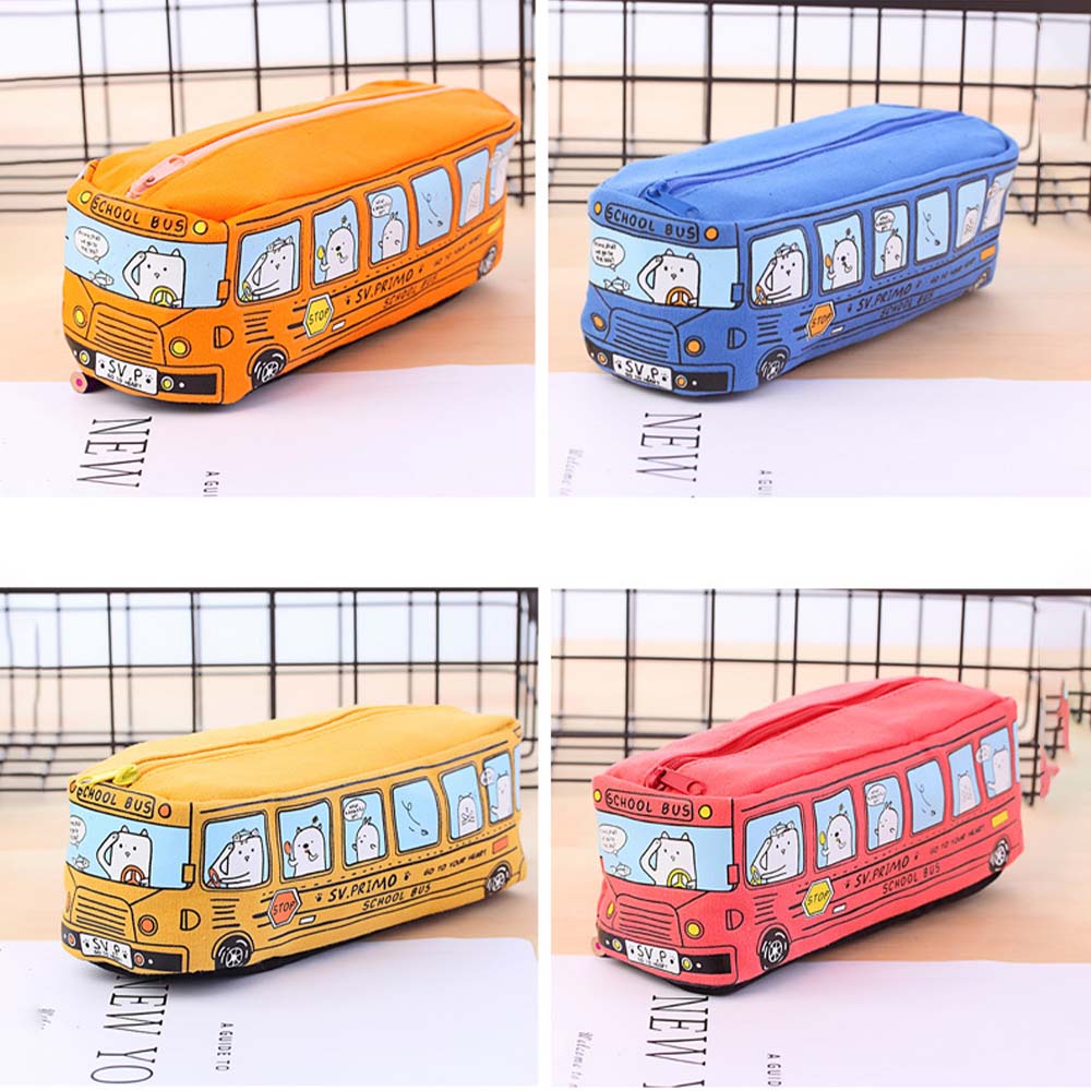 Kreativní kreslený velkokapacitní autobus sáček na tužky Pouzdro na tužky do auta sáček na tužky pro studentský autobus Roztomilá verze sáčku na tužky