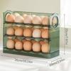 Organizator de ouă cu rabat automat, suport pentru ouă cu 3 niveluri, 30 de bucăți, recipient pentru depozitarea ouălor pentru ușa laterală a frigiderului sau blat