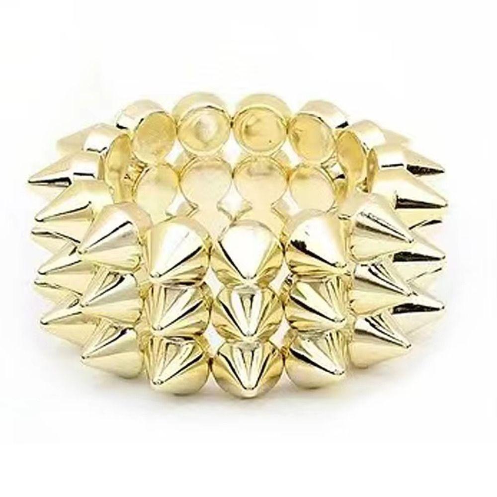 Three-row Punk Style Bracelets Y2K Jewelry Goth Rock Bangle Cool Rivet Cone Bracelets  Hip-hop
