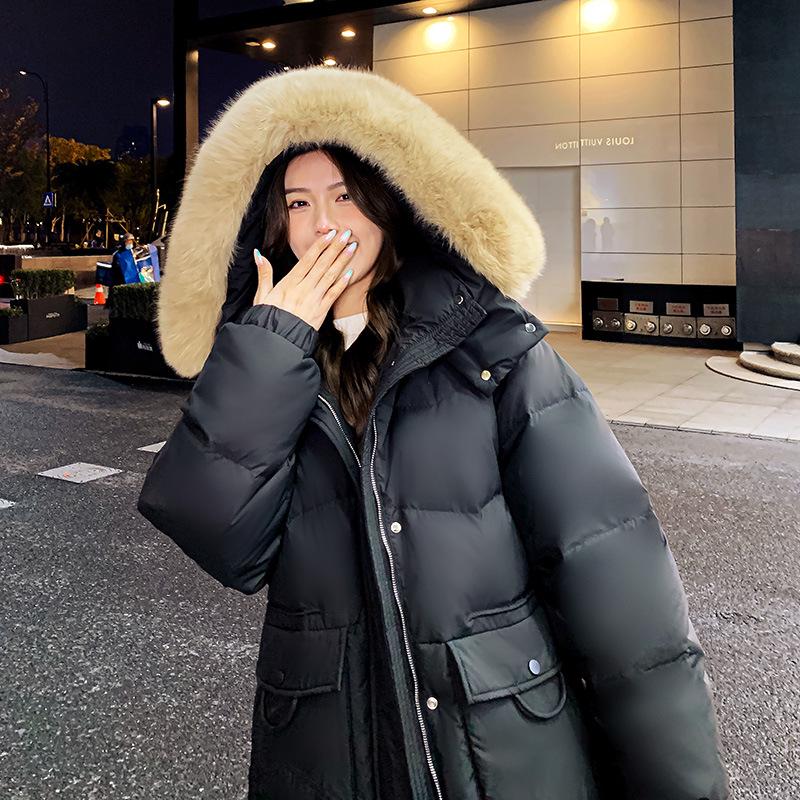 2026 Korean Style Oversized Winter Down Jacket for Plus Size Girls: Slimming Design with Fur Collar, Mid-Length, Fits up to 200 Jin.