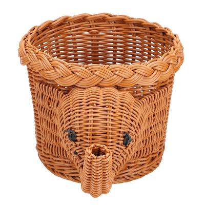 Cartoon Elefantenform Rattan Brot Obst Snacks Aufbewahrungskörbe Lebensmittel Servierkörbe(Braun)