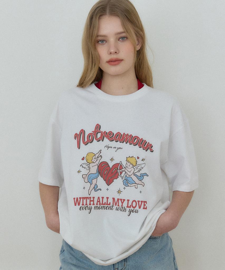 OURHOPE Angel Graphic T-Shirt - White