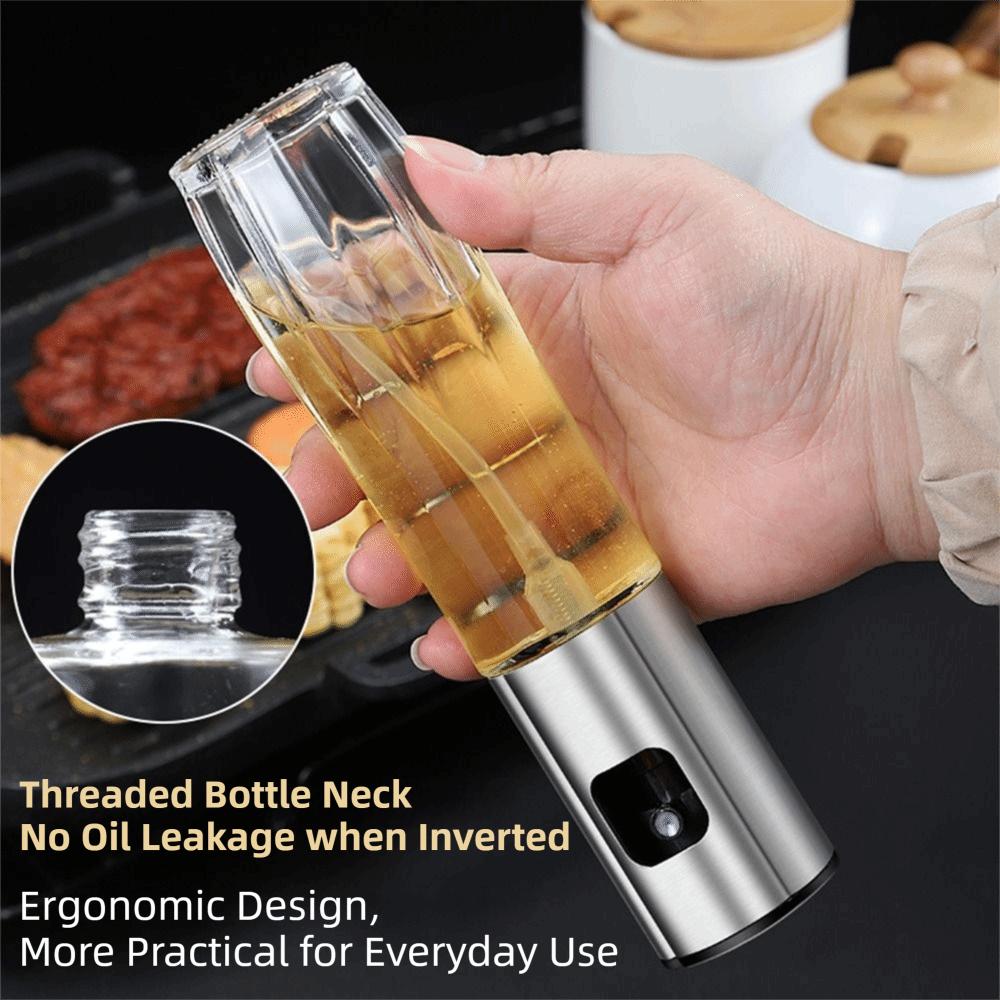 Fine Spray Oil Spray Bottle Stainless Steel Oil Dispenser Bottle Glass Oil Sprayer Household