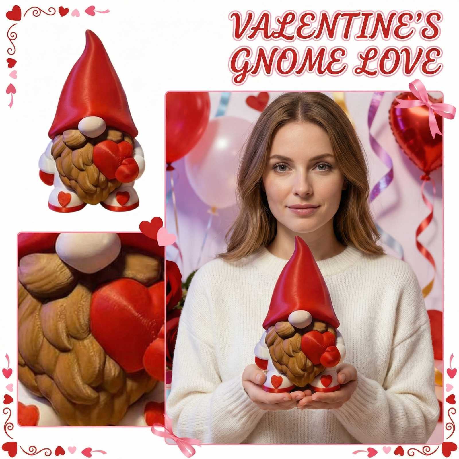 Valentine s Day Gnome Figurine With Heart - Cute Garden Gnome Decor For Home, Gift For Her/Him, Of Love And Luck One Size