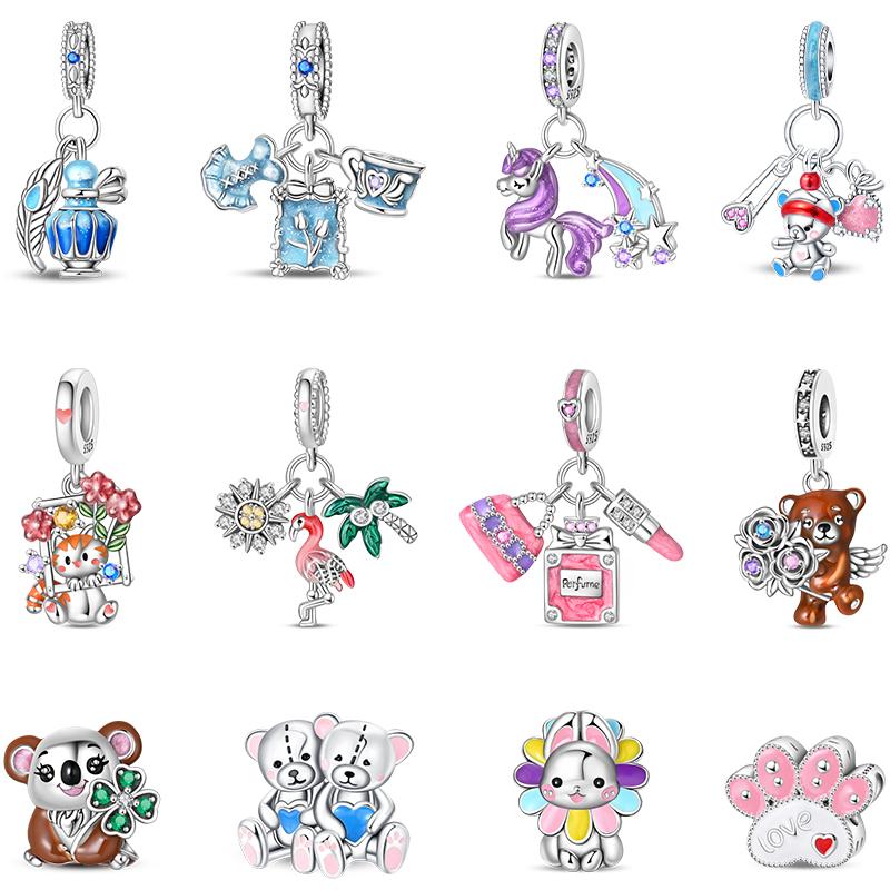 Sweet Copper Princess Dress Rabbit Koala Rainbow Horse Cat Charms Beads 3Mm Diy Fine Jewelry Gifts