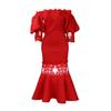 Women's fashion temperament lace off-the-shoulder fishtail party sexy party dress dress