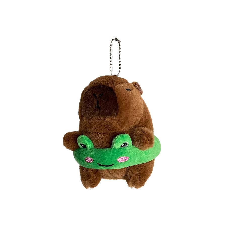 Circle Capybara Swimming Plush Keychain Doll Pendant Bag Decoration Kids Gift