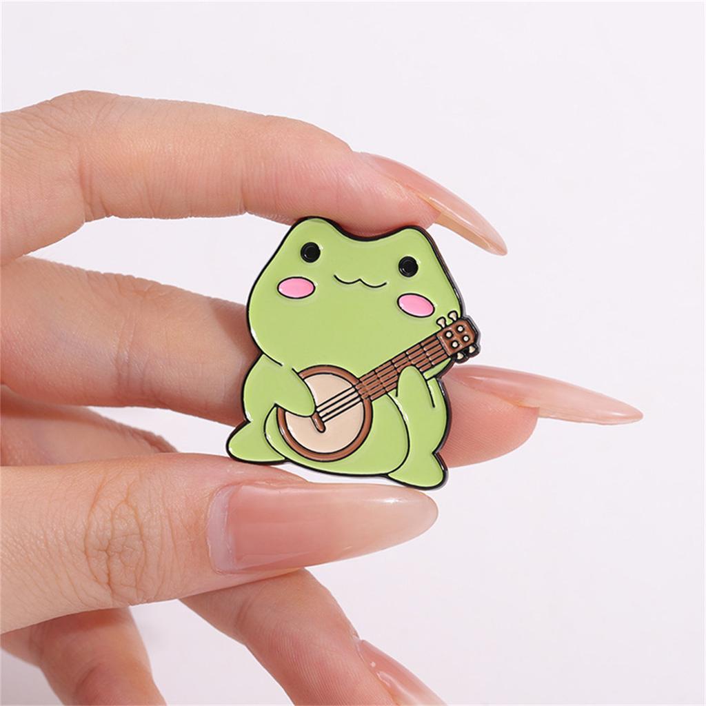 Cute Frog Band Enamel Pins Adornment Unique Animal Musician Brooches Lapel Badges For Kids And Friends Jewelry Gift