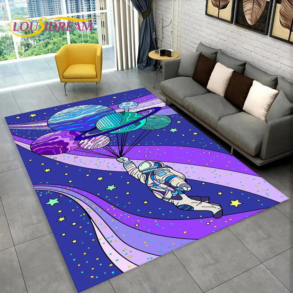 Dywanik z kreskówkowym astronautą kosmicznym 3D, Dywanik do domu, salonu, pokoju dziecięcego, pod sofę, wycieraczka, Mata podłogowa dla dzieci antypoślizgowa