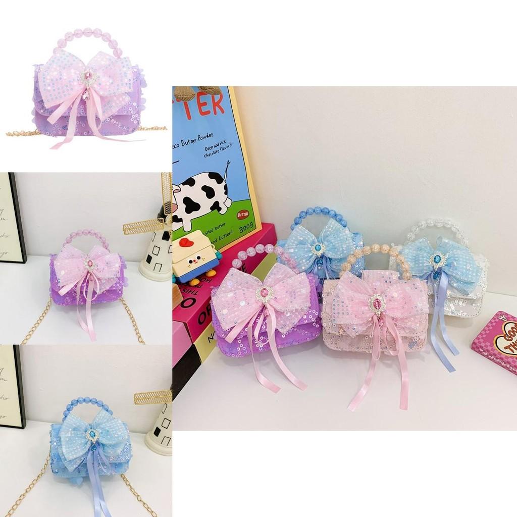Trendy And Cute Kids Pearl Handheld Bag With Lovely Bow And Breathable Pvc Material