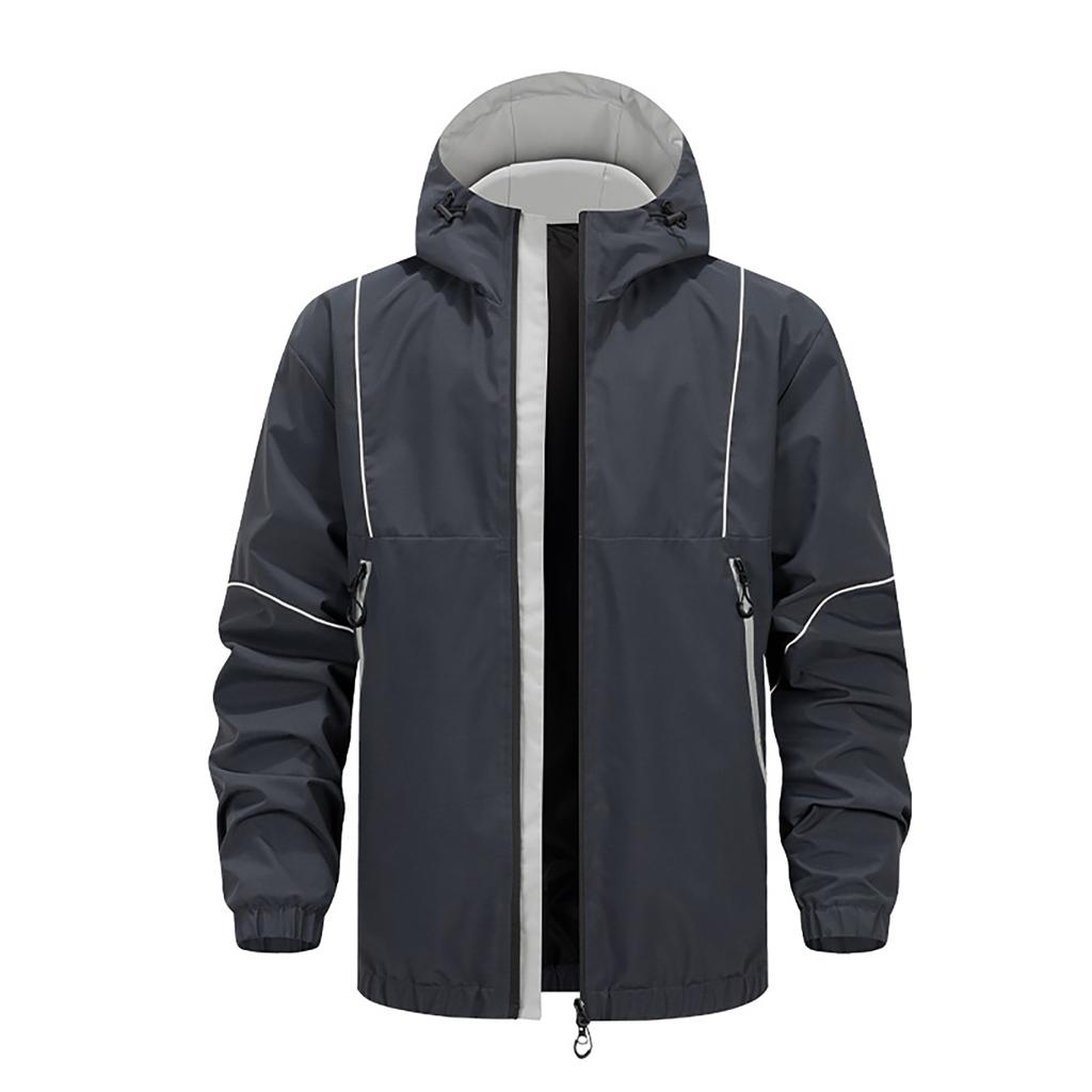Men'S Loose Jacket Fashionable Multi Pocket Hooded Jacket