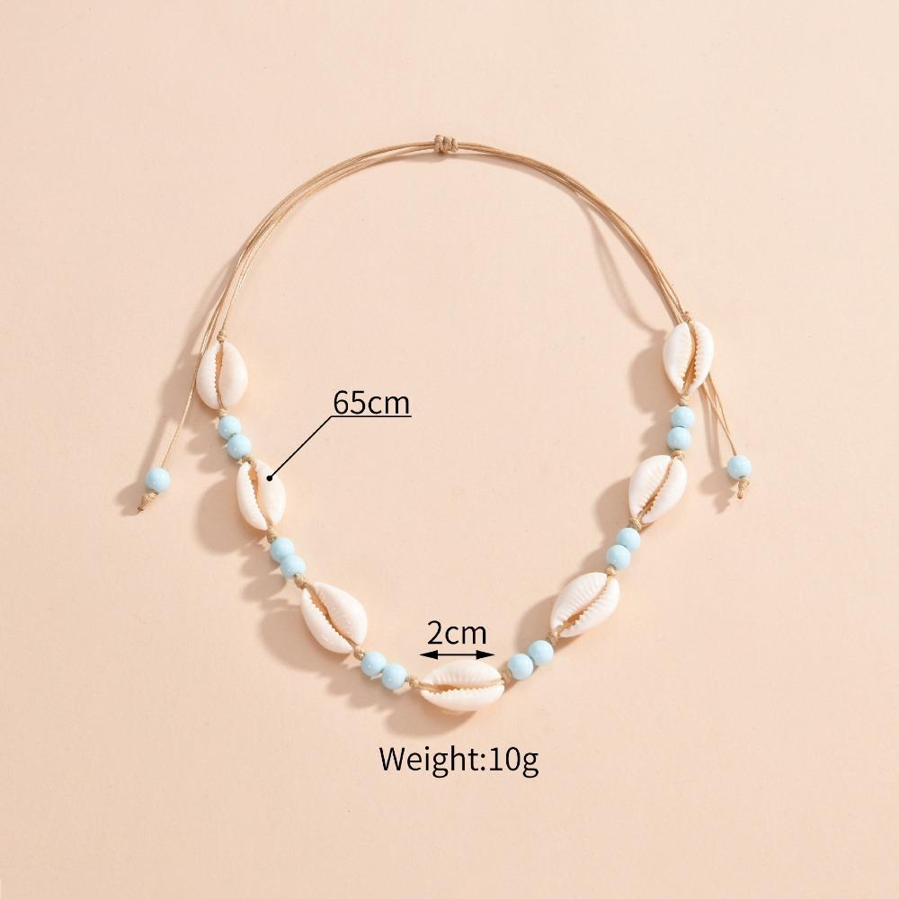 Adjustable Shell Beaded Necklace Shell Adjustable Neck Chain Minimalist Shell Braided Chain Woman