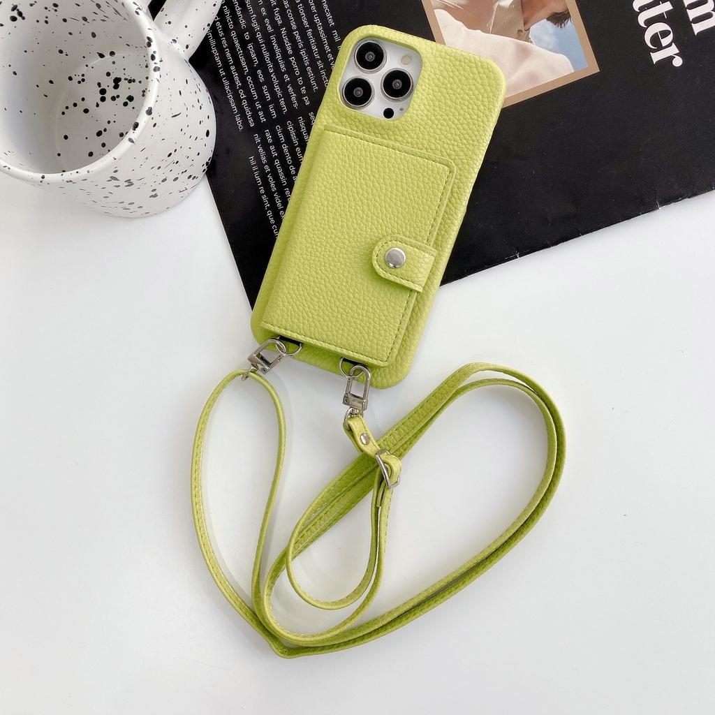 Japan and Korea Card Bag Lanyard Is Suitable for Apple 12Promax Mobile Phone Case 12 Women 11max Apple 13promax Leather X