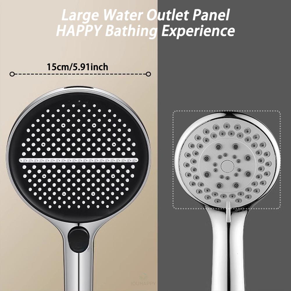 Black 15CM Big Panel 4 Modes Pressure Boost Shower Head High Pressure Large Flow Spray Nozzle Massage Shower Bathroom Accessorie
