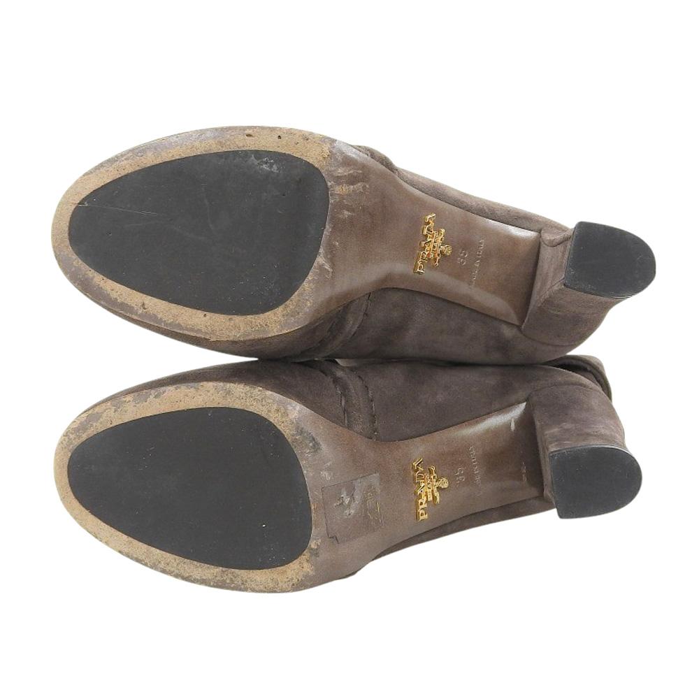 Prada Piękne zamszowe botki na obcasie dla kobiet, brązowe, rozmiar 35 buty 35 BrązowyUżywany