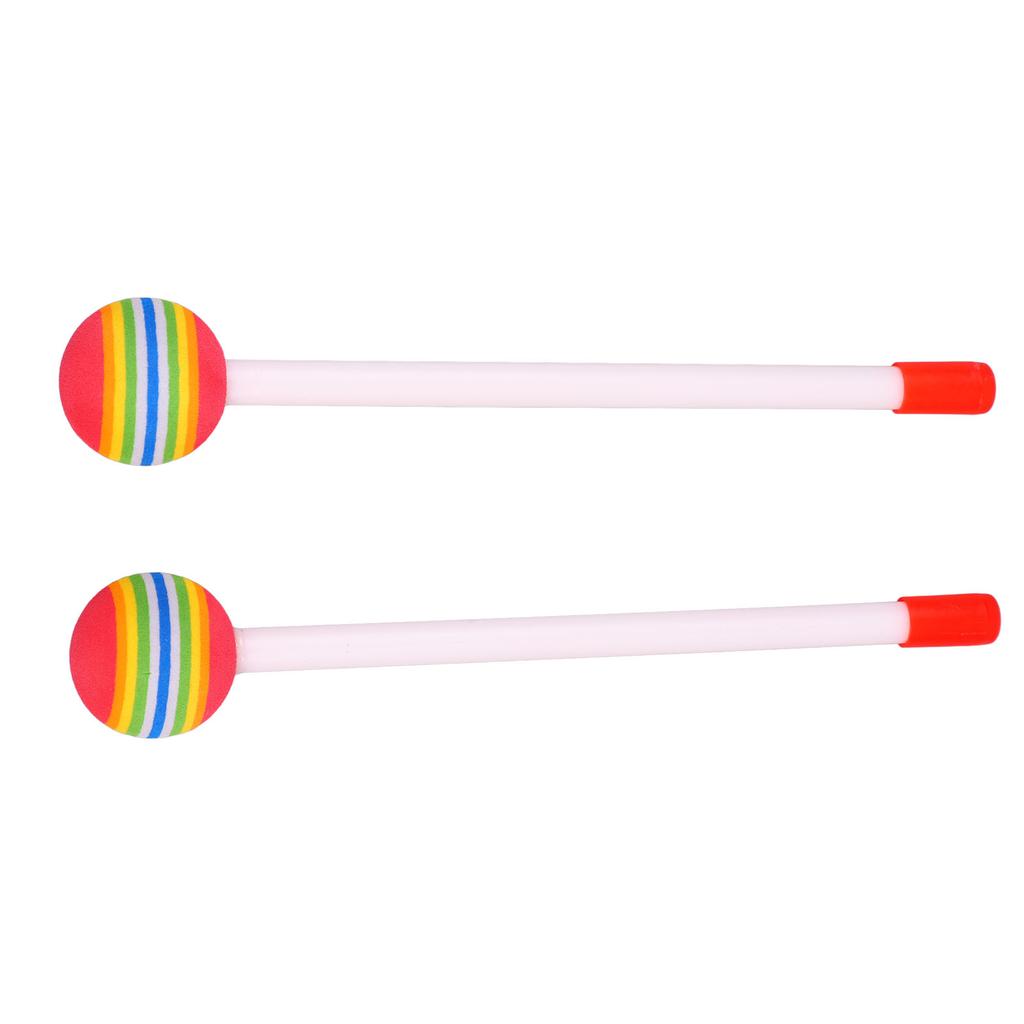 2Pcs Drum Sticks Round Felt Mallet EVA Orff Hand Percussion Beat Toy Rainbow Color