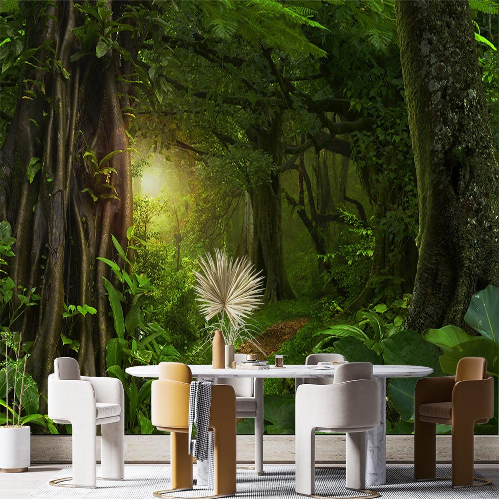 3d Green Forest Nature Wallpaper Forest Scenery Wall Murals Living Room Bedroom Removable Tree Wall Paper