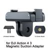 Magnetic Two Claw Adapter Mount Freely Rotating Selfie Stick Base Action Camera Accessories For DJI OSMO Action 5 Pro 3 4