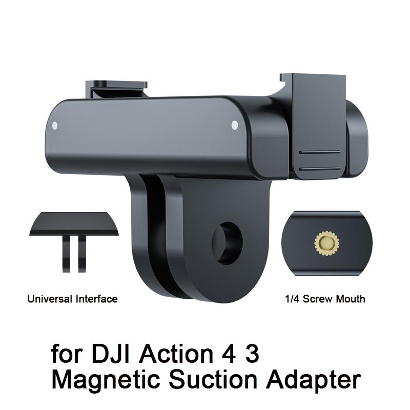 Magnetic Two Claw Adapter Mount Freely Rotating Selfie Stick Base Action Camera Accessories For DJI OSMO Action 5 Pro 3 4
