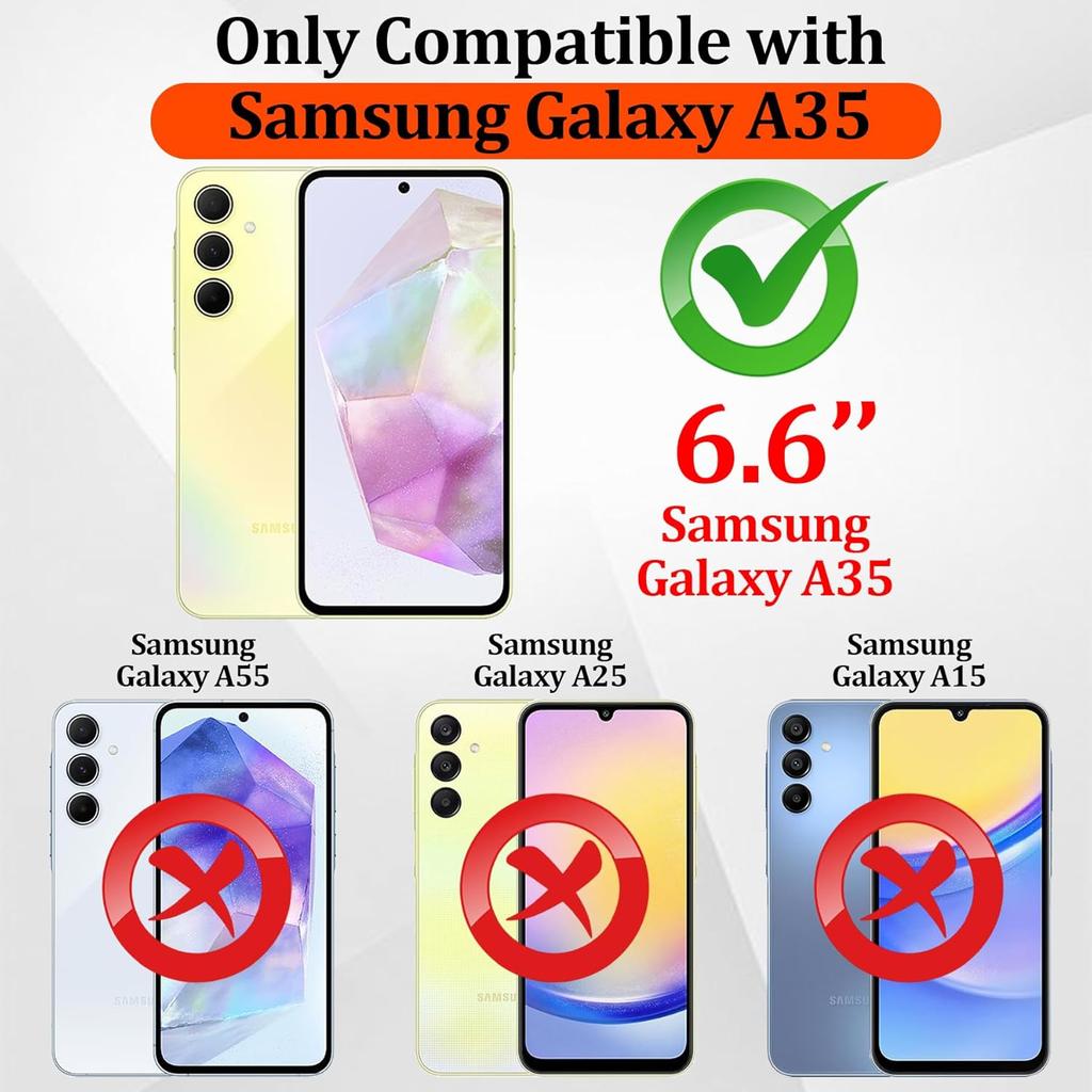 Compatible with Samsung Galaxy A35 Case, with Belt Clip Holster Heavy Duty Rugged Shockproof Full Body Protection Kickstand Cover for Samsung Galaxy