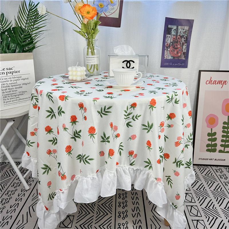 Spitze Runder Tischdecke Floraler Pastoraler Stil Picknick Party Dekorationstuch Ins Schmutzabweisend Antifouling Matte Süß