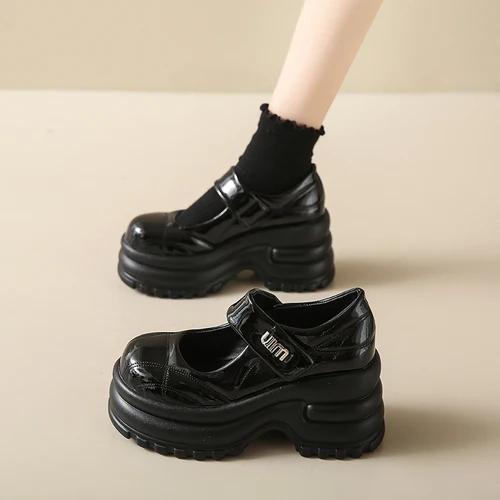 

мода Модные белые туфли на платформе для женщин на высоком каблуке 9 см с пряжкой на ремешке Туфли Мэри Джейн женские готические туфли на толстом каблуке для вечеринок Дамы 39