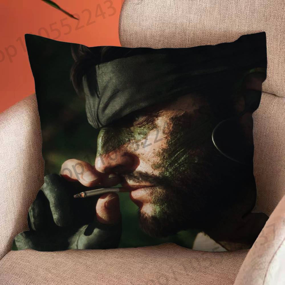 Game MMetal GGear Solid Snake Cartoon Printing Pillowcase Customized Pillow Cover for Sofa Home Decor