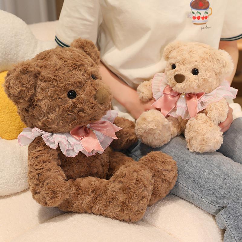 Cuddly Cartoon Bib Bear Plush Toys Stuffed Dolls For Kids Cute Dress Up Bear Birthday Gift Baby Kids Sleep Mate Christmas Gift