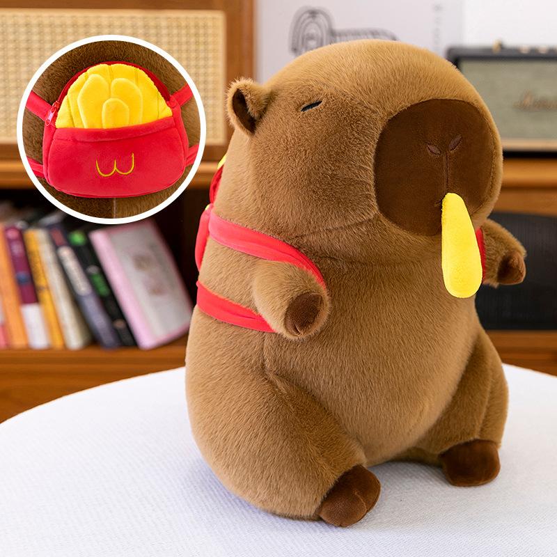 Milk tea cup red hat kapibara doll doll toast turtle backpack capybara ugly cute rag doll throw pillow