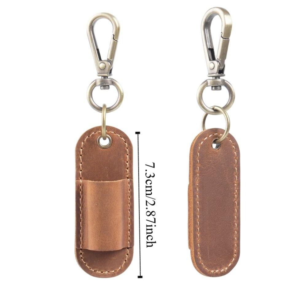 Luxury Pen Holder Keychain Portable Pen Pouch Keychain Genuine Leather Pen Case  School Supplies