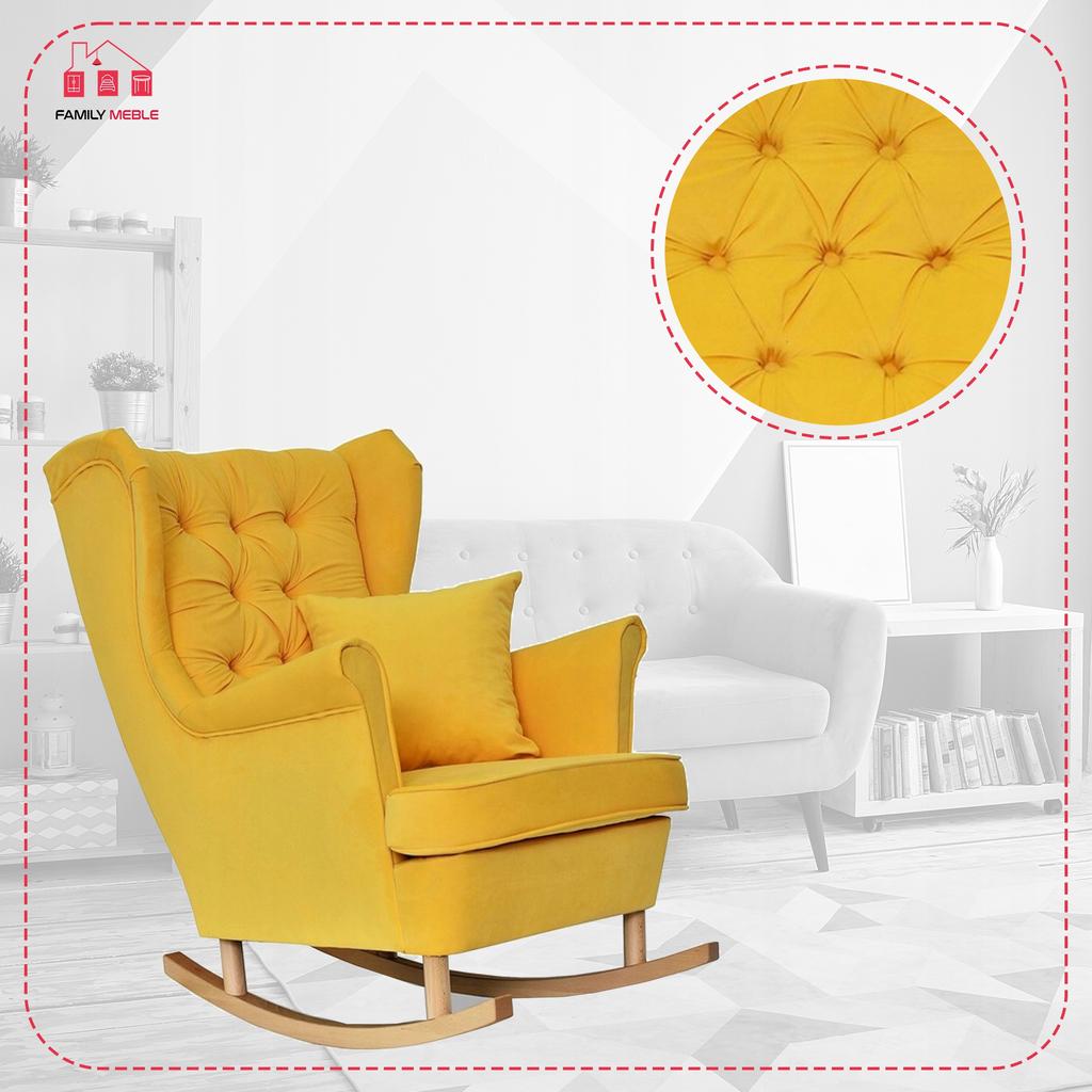 Gaja Rocking Chair, Scandinavian, Family Furniture, Yellow, Rocking Chair