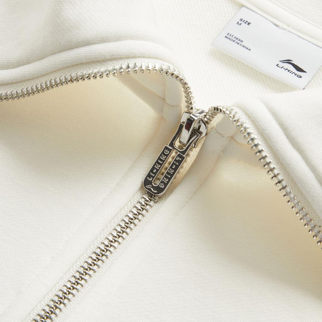 Li Ning Sports Fashion Series Solid Color Breathable Comfortable Knitted Sweatshirt Women Sweatshirt Off-White AWDU982-1