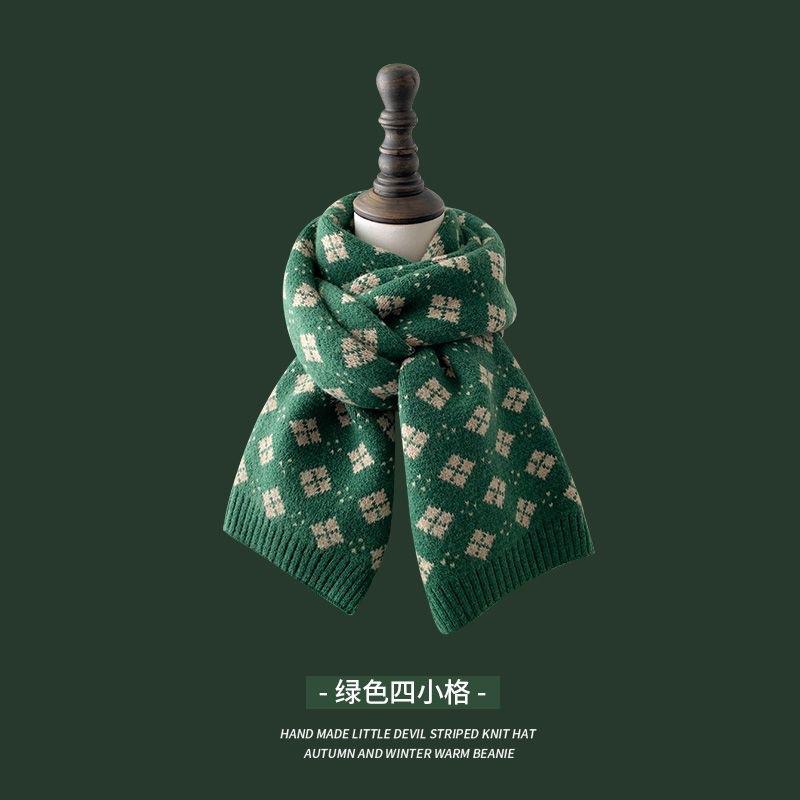 Red Scarf Women's Winter Versatile Premium Sense China Red Checked Destiny Women's Winter Scarf Christmas New Year