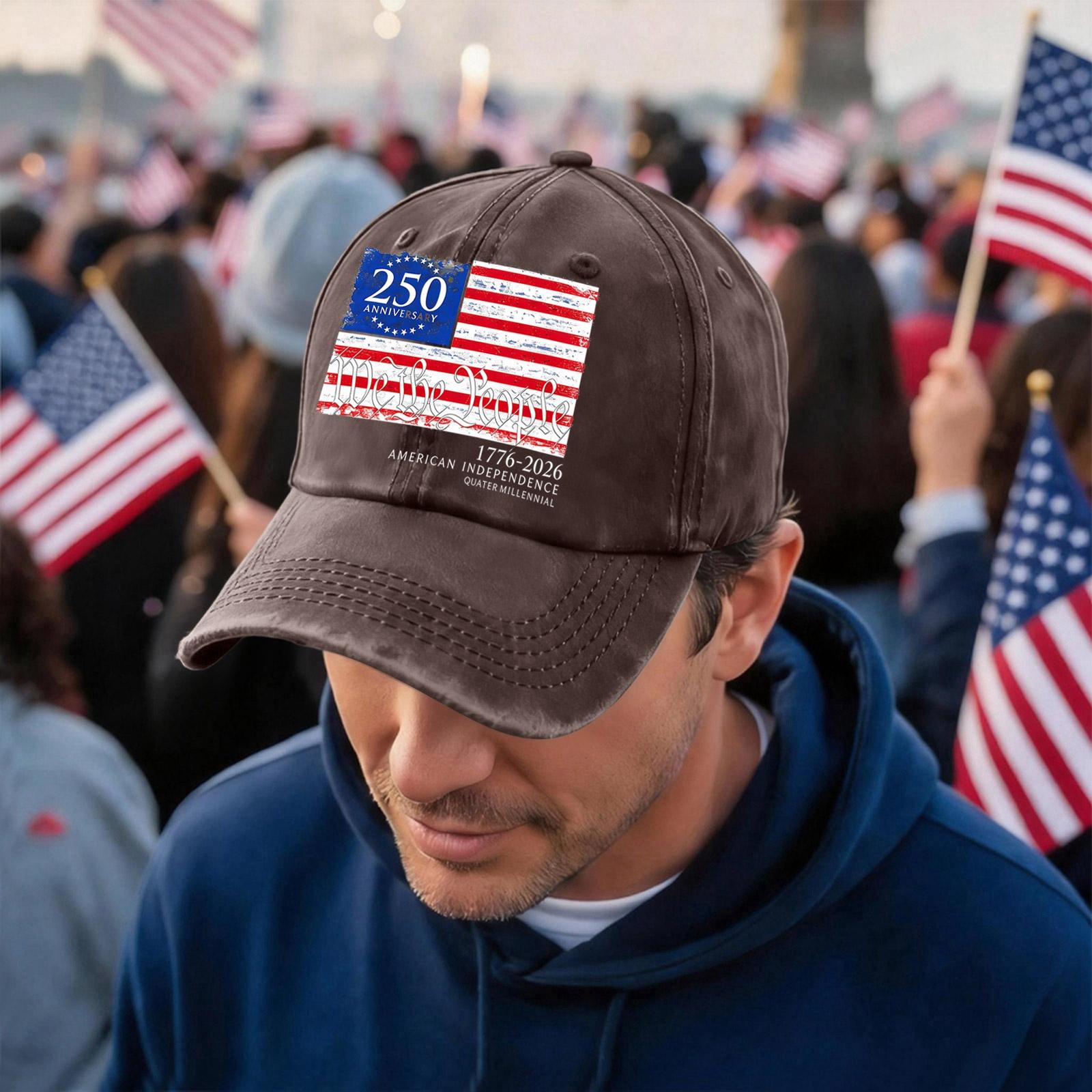 

Adjustable Baseball Cap with 250th Anniversary American Independence Flag Print Unisex Casual Cotton Hat for Outdoor Activities One Size