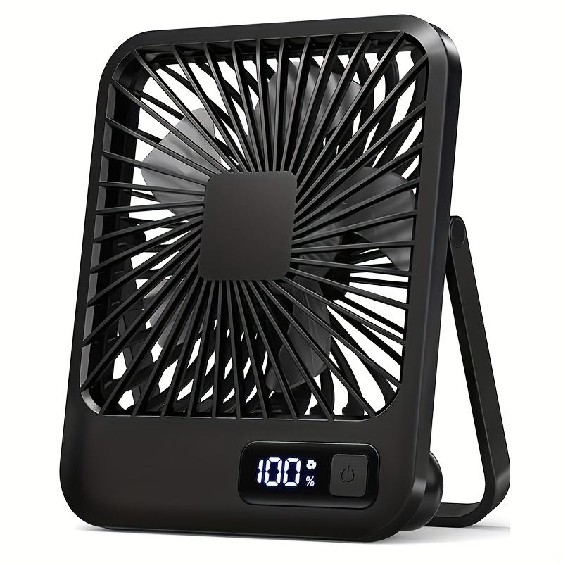 Ultra-quiet portable desk fan, 180 ° rotation, 5-speed adjustable wind, USB charging, power display - ideal for home, office, travel and outdoor use