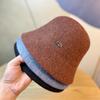 Bucket Hat Women's Autumn and Winter Retro Big Eaves Round Face Warm Face Cover Basin Hat Black