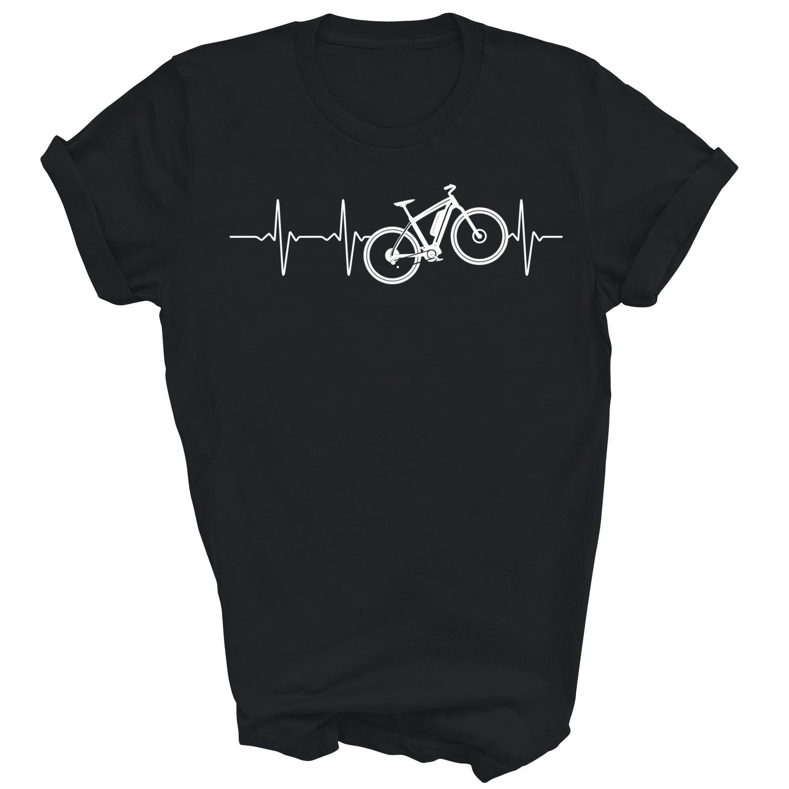 E Bike Heartbeat Biker EKG Battery Cyclist Unisex Shirt Gift M