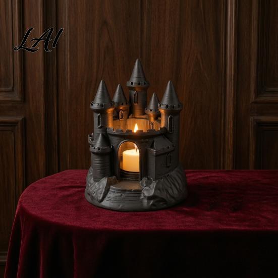 Gothic Style Table Centerpiece 3D Printed Medieval Castle Candle Holder Dark Decorative Holder for Fireplace Candlestick Fantasy Ornament Halloween