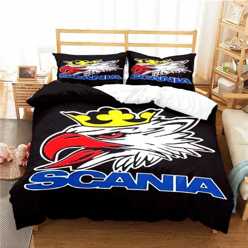 Scanias Truck Logo Bedding Set Boys Girls Twin Queen Size Duvet Cover Pillowcase Bed Kids Adult Fashion Home Textileextile
